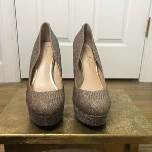 Jessica Simpson Gold Platforms